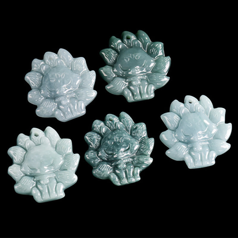 KarmaRipple's Authentic Green Jade Nine Tailed Fox Abundance Pendant Necklace p9