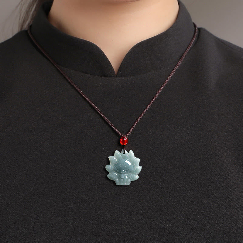KarmaRipple's Authentic Green Jade Nine Tailed Fox Abundance Pendant Necklace p11