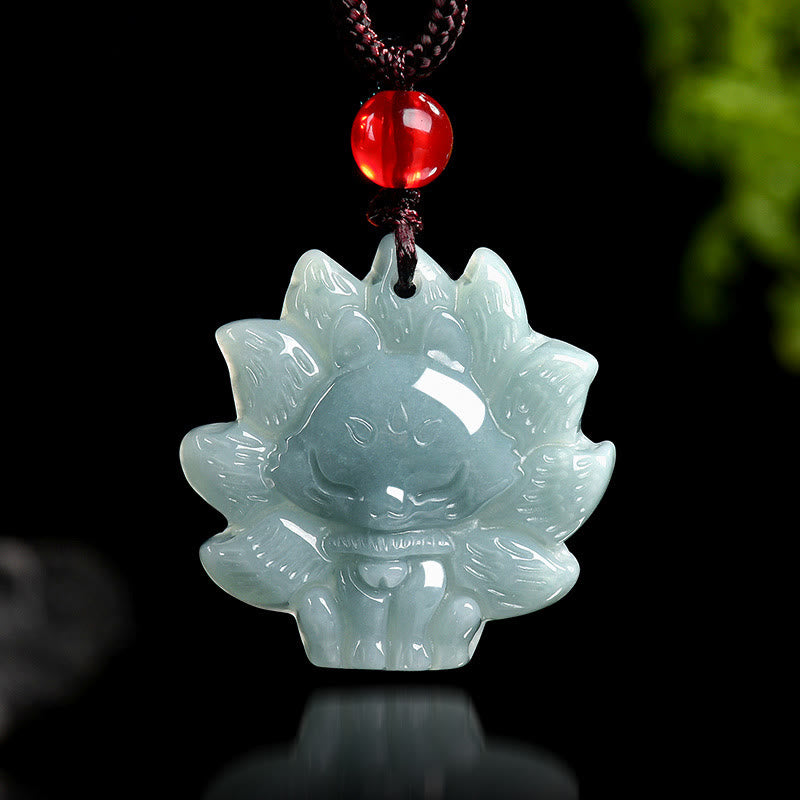 KarmaRipple's Authentic Green Jade Nine Tailed Fox Abundance Pendant Necklace p13