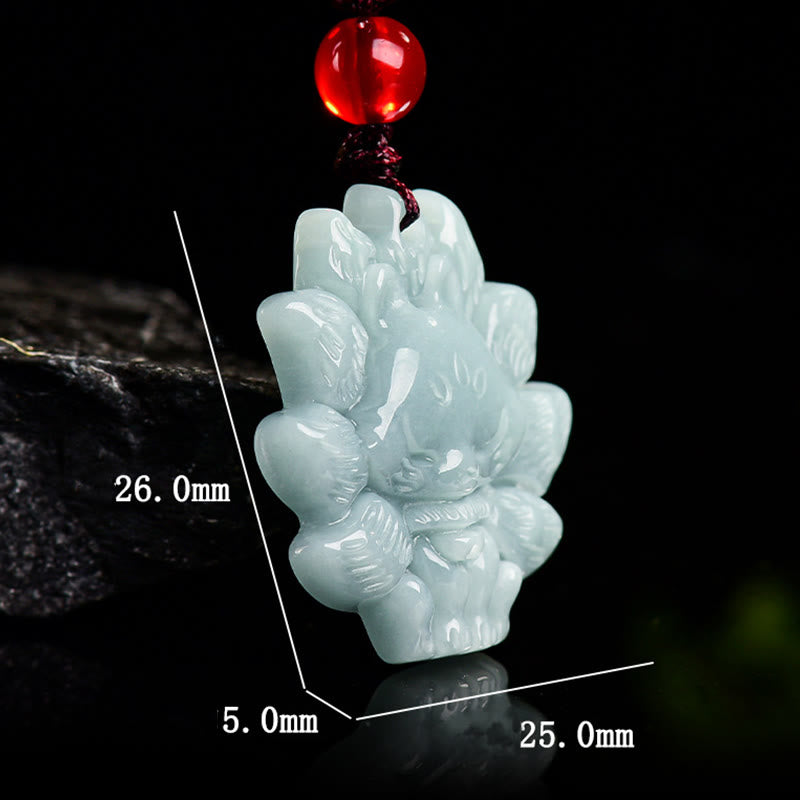 KarmaRipple's Authentic Green Jade Nine Tailed Fox Abundance Pendant Necklace p8