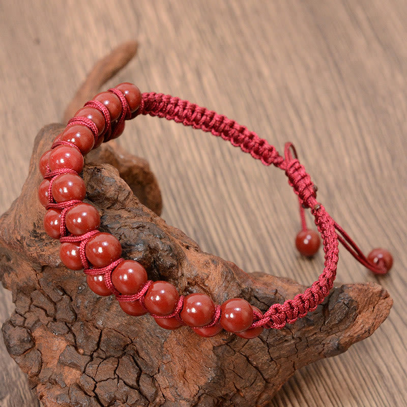 KarmaRipple's Authentic Tiger Eye Cinnabar Hand-woven Double Row Beadwork Protection Bracelet p9