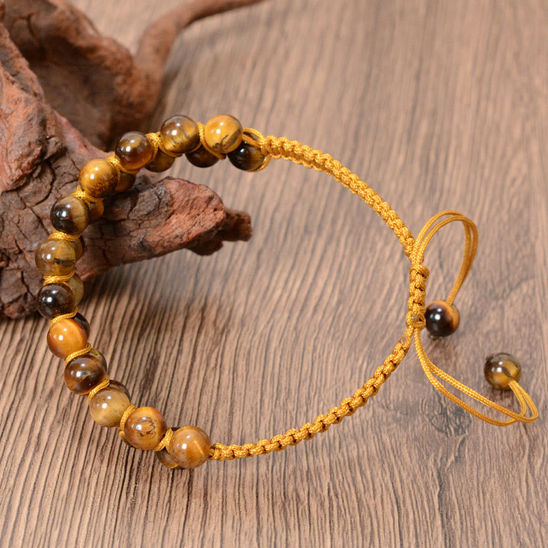 KarmaRipple's Authentic Tiger Eye Cinnabar Hand-woven Double Row Beadwork Protection Bracelet p4