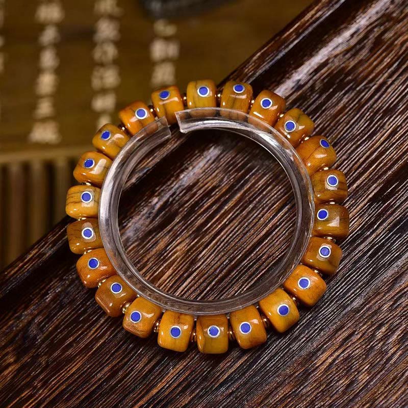 KarmaRipple's Vintage Tibetan Yak Bone Lazurite Woven Rope Balance Bracelet p2