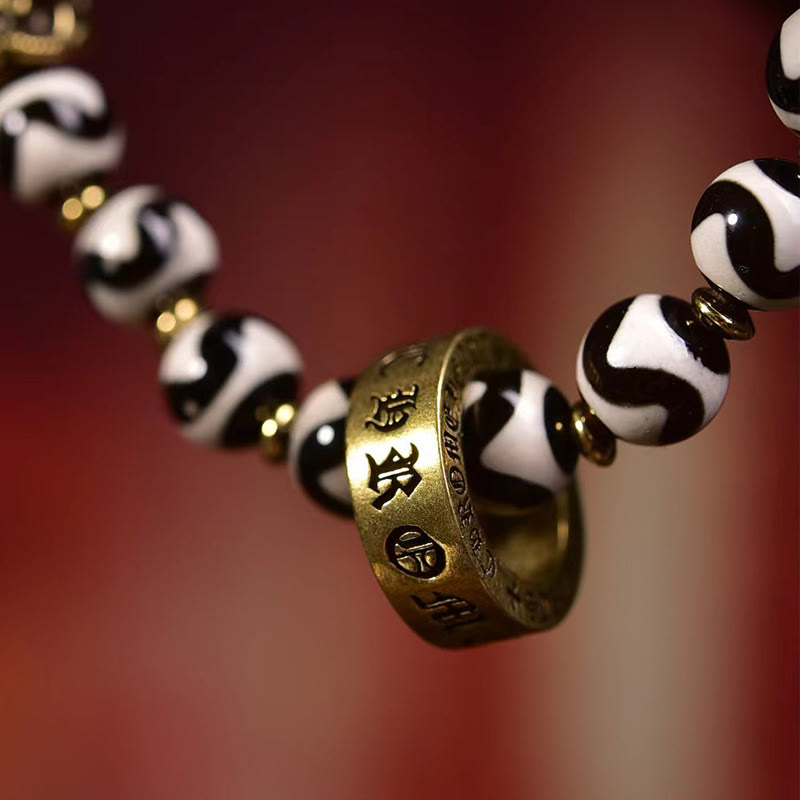 KarmaRipple's Vintage Tibetan Dzi Bead Om Mani Padme Hum Blessings Bracelet p5