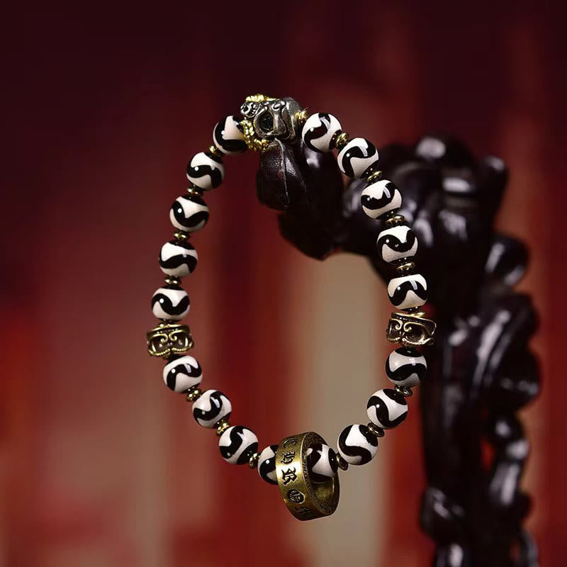 KarmaRipple's Vintage Tibetan Dzi Bead Om Mani Padme Hum Blessings Bracelet p4