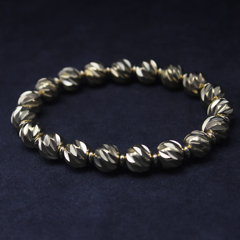 KarmaRipple's Vintage Distressed Knife Carving Pattern Bronze Brass Beadwork Wealth Bracelet p31