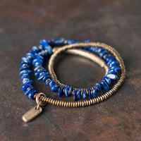 KarmaRipple's Irregular Shape Triple Wrap Lazurite Balance Bracelet