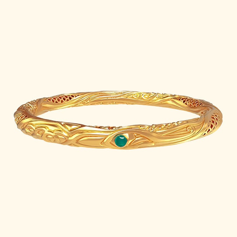 KarmaRipple's 999 Sterling Silver Golden Flower Hollow Design Blessing Bracelet Bangle p9