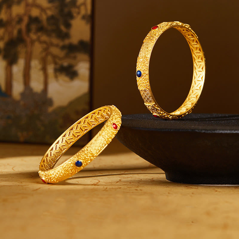 KarmaRipple's 925 Sterling Silver Golden Auspicious Clouds Hollow Design Protection Bracelet Bangle 2.20 IN (56 MM) p8