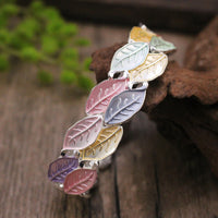 KarmaRipple's Colorful Leaves Alloy Fortune Elastic Bracelet Bangle
