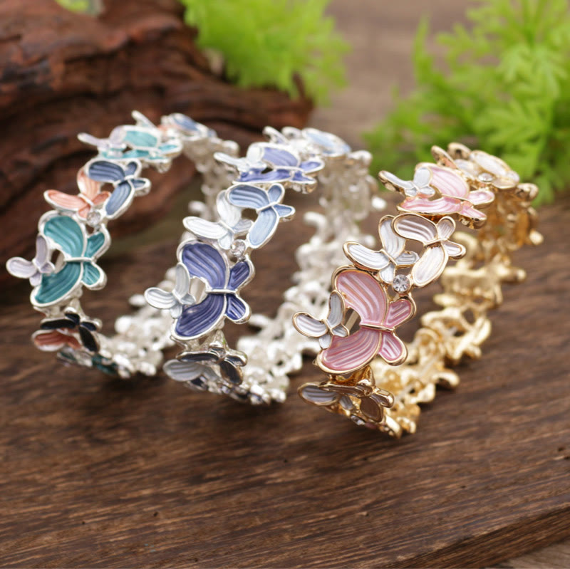 KarmaRipple's Colorful Butterfly Love Alloy Elastic Bracelet Bangle p9