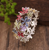 KarmaRipple's Colorful Butterfly Flowers Love Alloy Elastic Bracelet Bangle