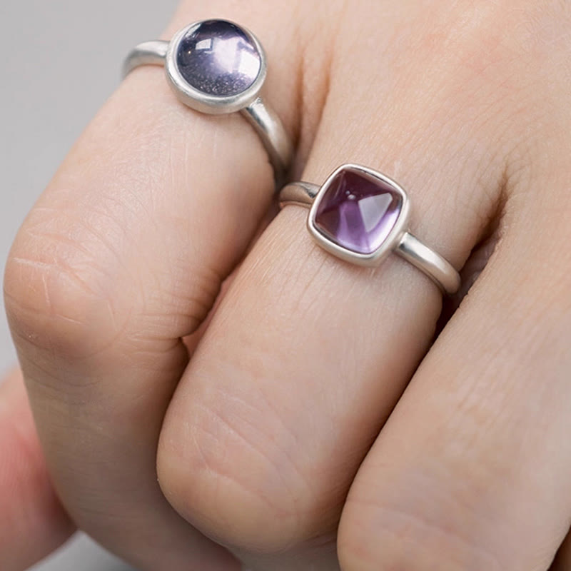 KarmaRipple's Authentic 925 Sterling Silver Amethyst?Adjustable Balance Ring p16