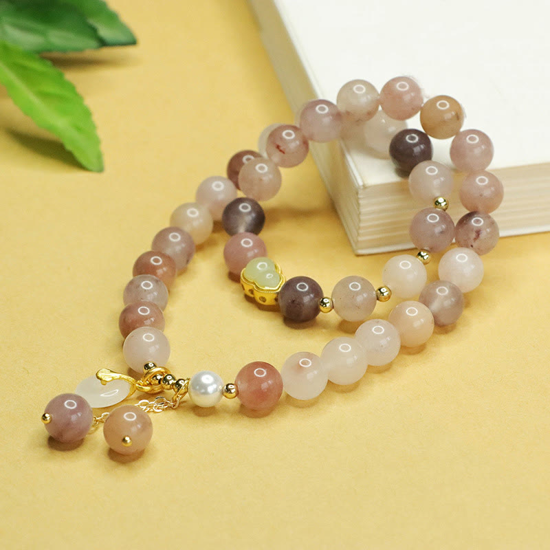 KarmaRipple's Authentic Golden Silk Jade Double Layer Gourd Peace Buckle Fortune Bracelet p8