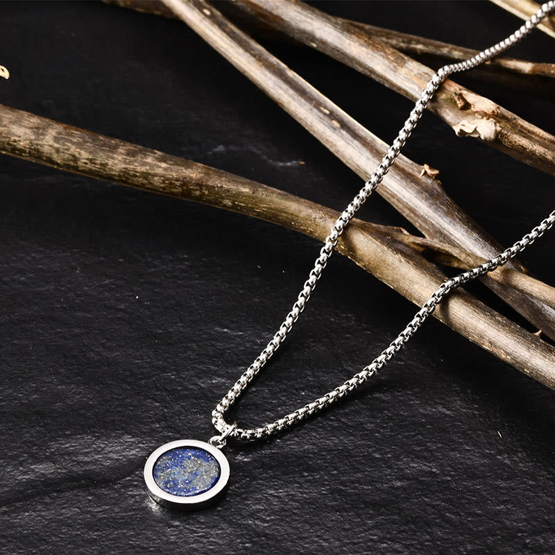 KarmaRipple's Authentic Stone Turquoise Tiger Eye Lazurite Malachite Titanium Steel Purification Pendant Necklace p24