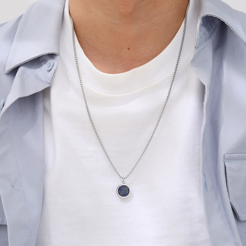 KarmaRipple's Authentic Stone Turquoise Tiger Eye Lazurite Malachite Titanium Steel Purification Pendant Necklace p19