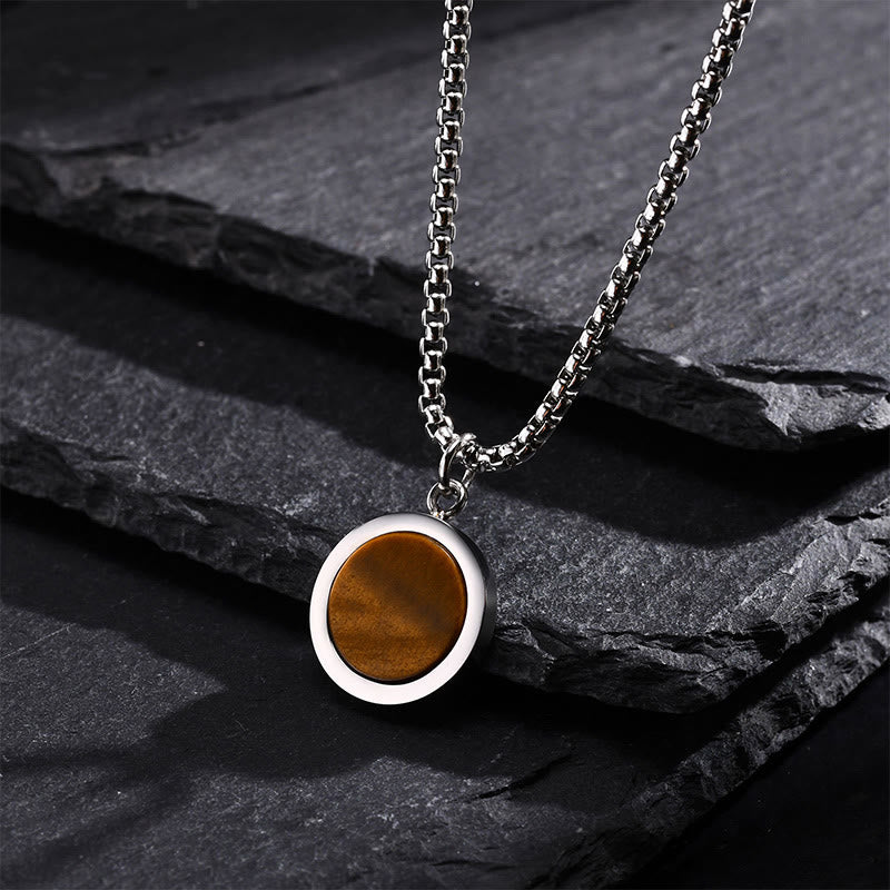 KarmaRipple's Authentic Stone Turquoise Tiger Eye Lazurite Malachite Titanium Steel Purification Pendant Necklace p12