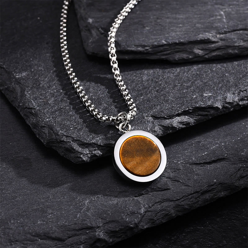 KarmaRipple's Authentic Stone Turquoise Tiger Eye Lazurite Malachite Titanium Steel Purification Pendant Necklace p11