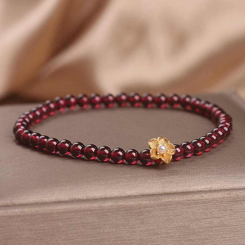 KarmaRipple's Authentic 4mm Garnet Beadwork Flower Passion Bracelet p7