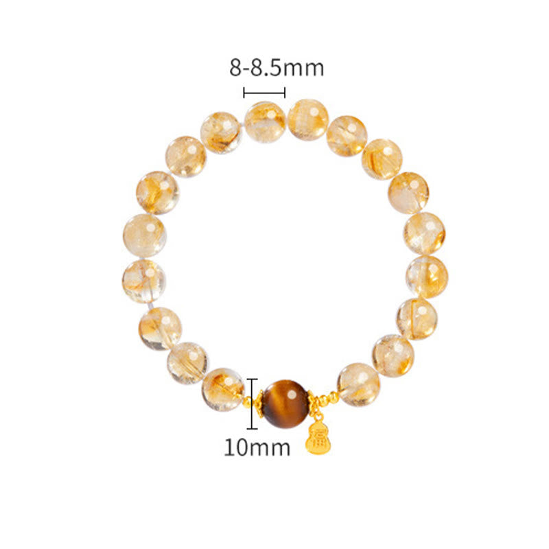 KarmaRipple's 925 Sterling Silver Gourd Fu Character Citrine Tiger Eye Prosperity Bracelet p12