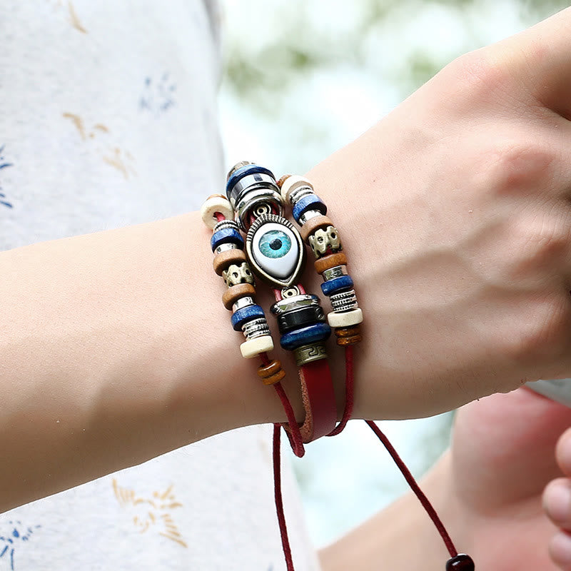 KarmaRipple's Tibetan Evil Eye Leather Adjustable Protection Bracelet p18