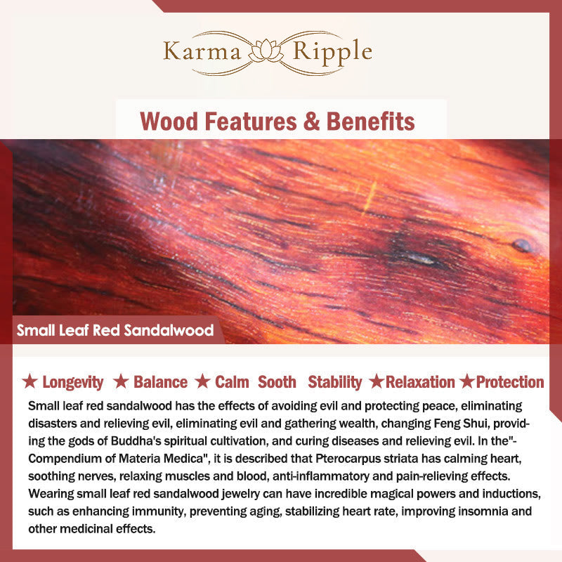 KarmaRipple's Small Leaf Red Sandalwood Amulet Protection Bracelet p9