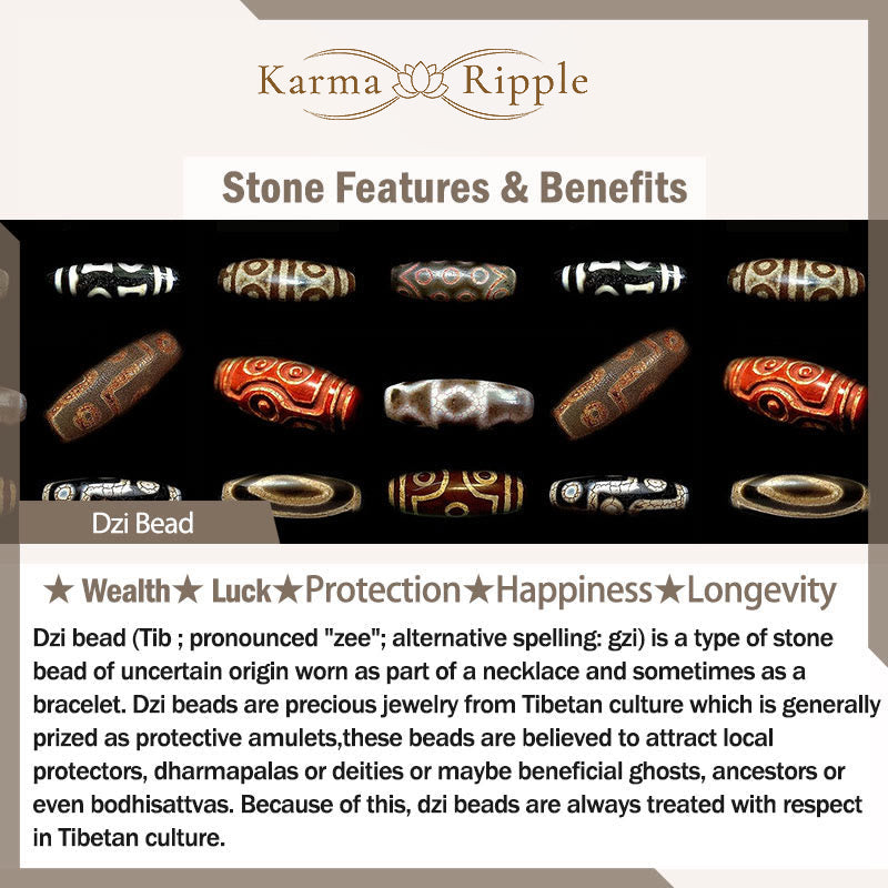 KarmaRipple's Tibetan Nine-Eye Dzi Bead Three-eyed Dzi Bead Protection String Necklaces Necklace p7