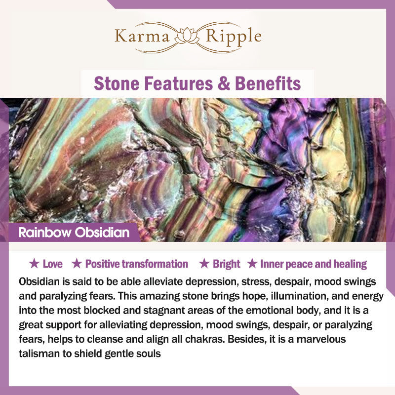 KarmaRipple's Rainbow Obsidian Bronze Love Balancing Bracelet p13