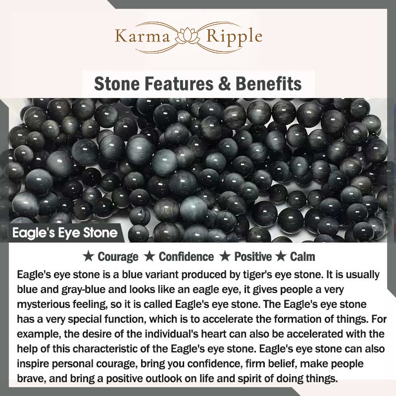 KarmaRipple's 925 Sterling Silver 108 Mala Beadwork Eagle's Eye Stone Moonstone'sitive Bracelet p20