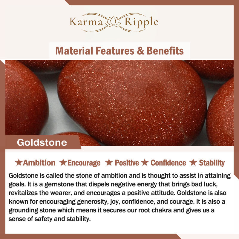 KarmaRipple's 108 Mala Beadwork Goldstone Om Mani Padme Hum Swastika Confidence Bracelet p9