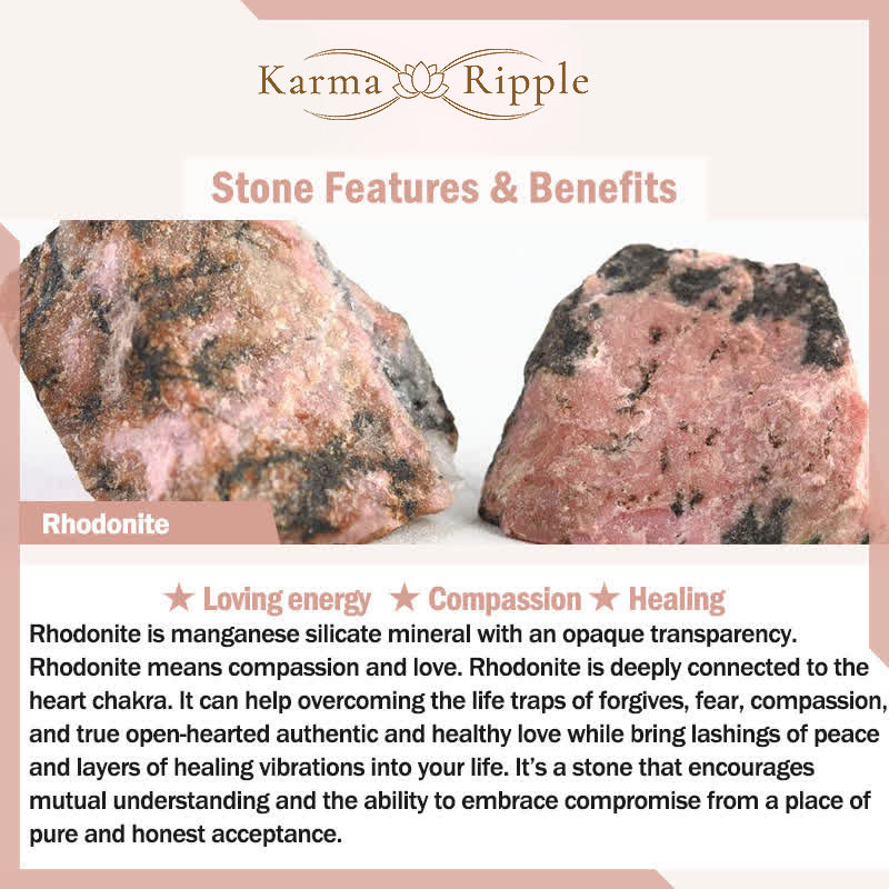 KarmaRipple's 108 Mala Beadwork Rhodonite Lotus Compassion Energy Bracelet p5