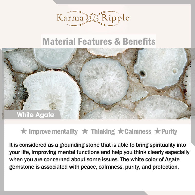 KarmaRipple's Five Elements Various Agate Gemstone Pearl Black Onyx Ivory Agate Ivory Gemstone Fortune Bracelet p12