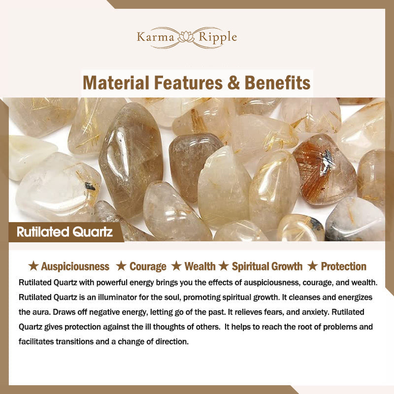 KarmaRipple's Authentic Rutilated Quartz Fu Character Metal Swallowing Beast Auspiciousness Bracelet p6