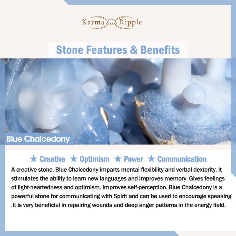 KarmaRipple's Blue Chalcedony Ivory Agate Rabbit Emotional Balance Bracelet p6