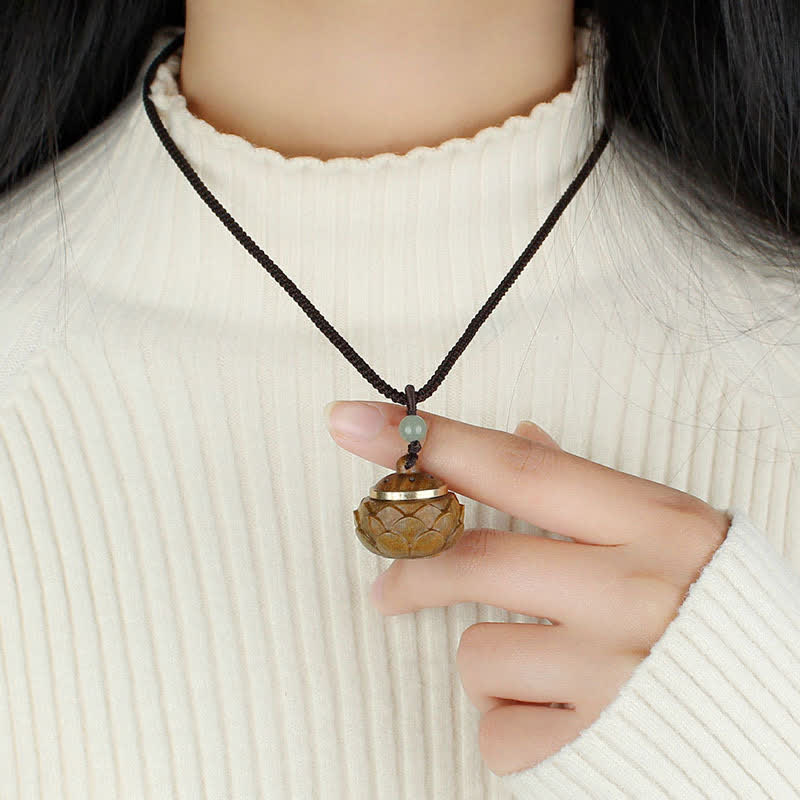 KarmaRipple's Tibet Green Sandalwood Rosewood Om Mani Padme Hum Lotus Positive Soothing Pendant Necklace p13