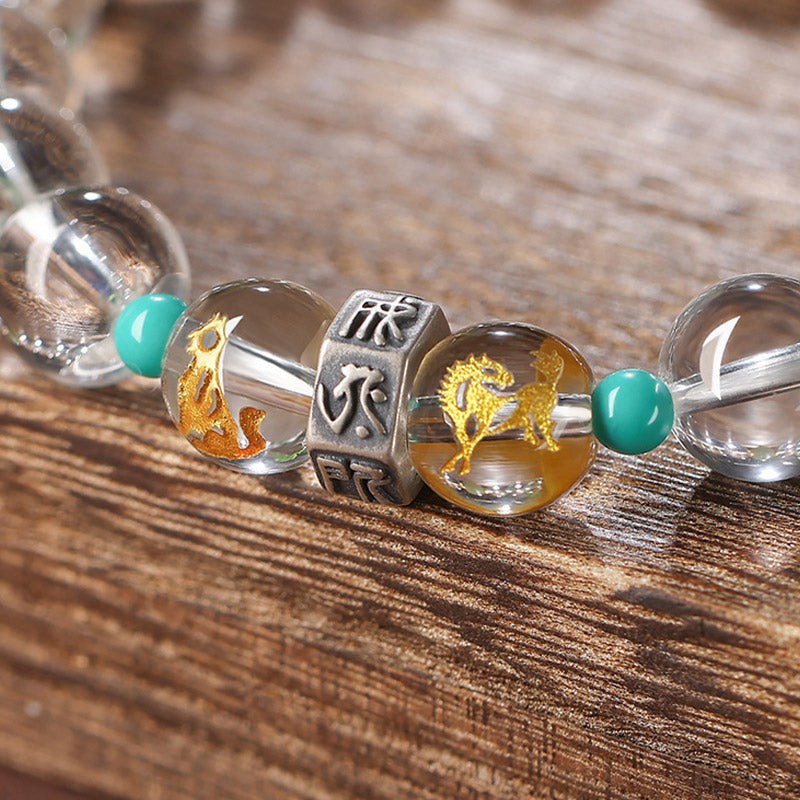 KarmaRipple's 925 Sterling Silver Chinese Zodiac Natal Buddha'spicious Groups Ivory Gemstone Hetian Jade Balancing Bracelet p6