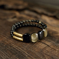 KarmaRipple's Black Obsidian Gold Sheen Obsidian Strengthen Bracelet