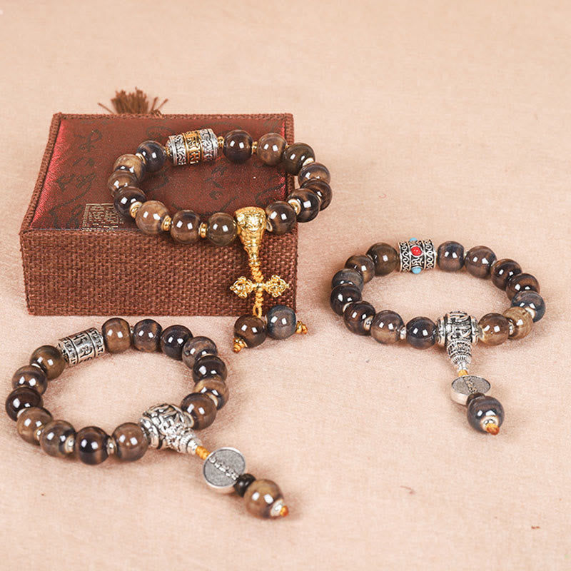 KarmaRipple's Tibet Om Mani Padme Hum Prayer Wheel Dorje Vajra Engraved Glass Bead Wisdom Bracelet p7