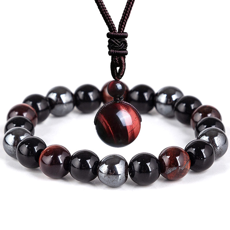 KarmaRipple's Tibetan Tiger's Eye Bracelet Pendant Set p2