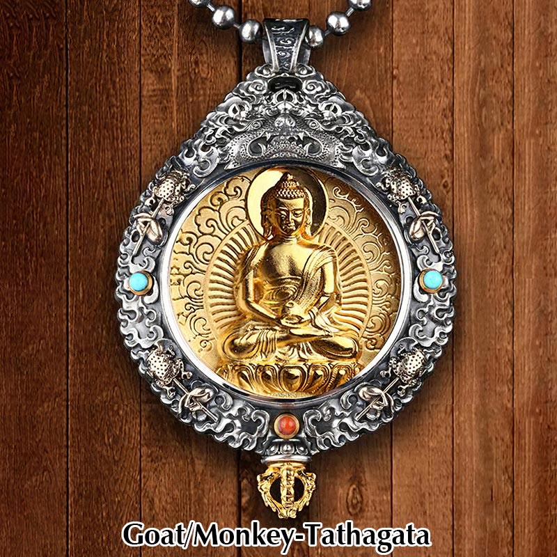 KarmaRipple's Chinese Zodiac Natal Buddha Thangka Nine Palaces Eight Diagrams Wealth Rotatable Pendant Necklace p6