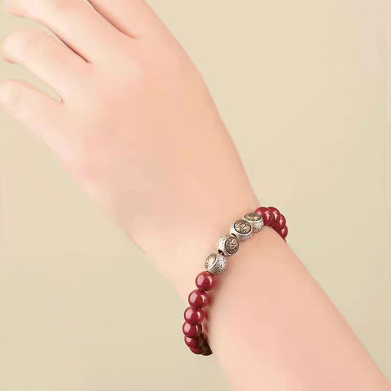 KarmaRipple's 925 Sterling Silver Authentic Cinnabar Four Beasts Blessing Bracelet p11