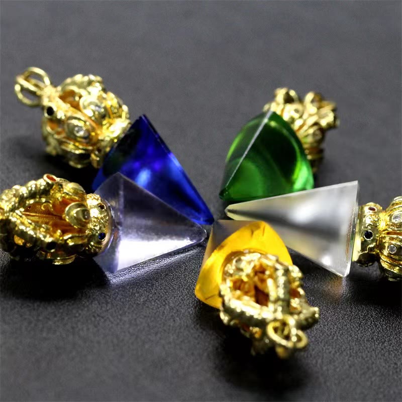 KarmaRipple's Tibetan Dorje Vajra 4 Prong Lotus Liuli Gemstone Strength Pendant Necklace p21