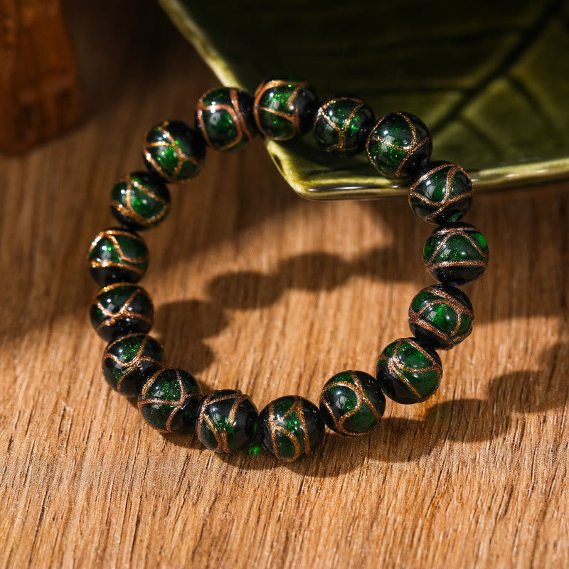 KarmaRipple's Tibetan Classic Liuli Glass Bead Fortune Wealth Bracelet ( p26
