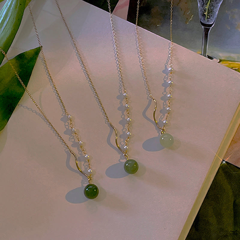 KarmaRipple's KarmaRipple's atural Hetian Jade Pearl Fortune Bead Pendant Necklace p15