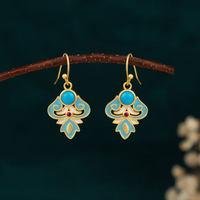 KarmaRipple's Bronze Enamel Turquoise Positive Drop Earrings