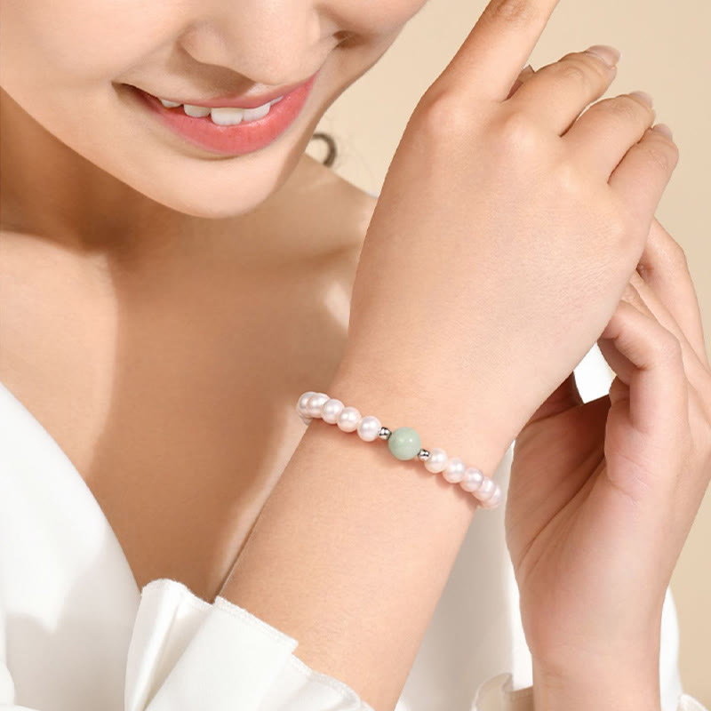 KarmaRipple's 925 Sterling Silver Authentic Pearl Jade Balancing Pendant Bracelet Earrings With Gift Box p8