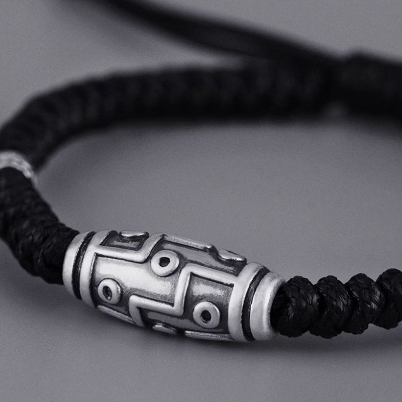 KarmaRipple's 999 Sterling Silver Nine-Eye Dzi Bead Pattern Blessing Rope Bracelet p2