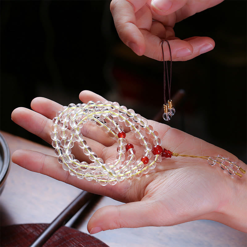 KarmaRipple's 108 Mala Beadwork 925 Sterling Silver Authentic Ivory Agate Red Agate Quadruple Wrap Protection Bracelet p8