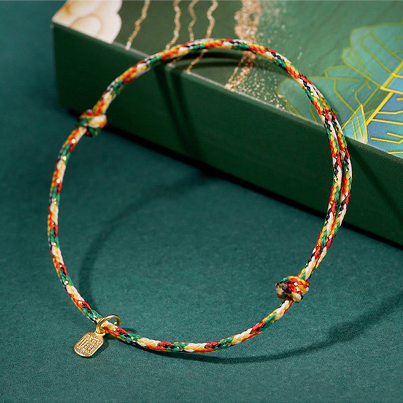 KarmaRipple's Auspicious Fu Character Peace And Joy Fortune Handmade Multicolored Child Adult Bracelet p6