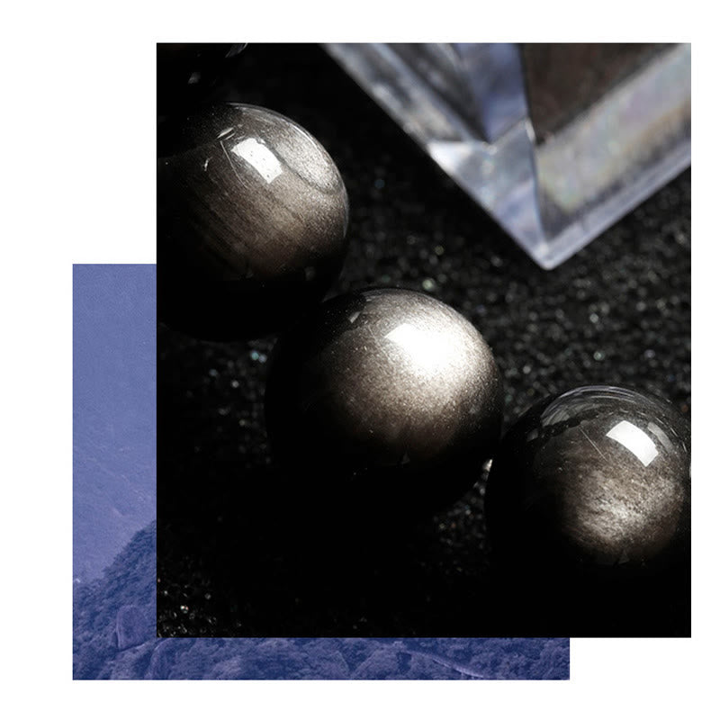 KarmaRipple's Authentic Silver Sheen Obsidian Soothing Protection Bracelet p14